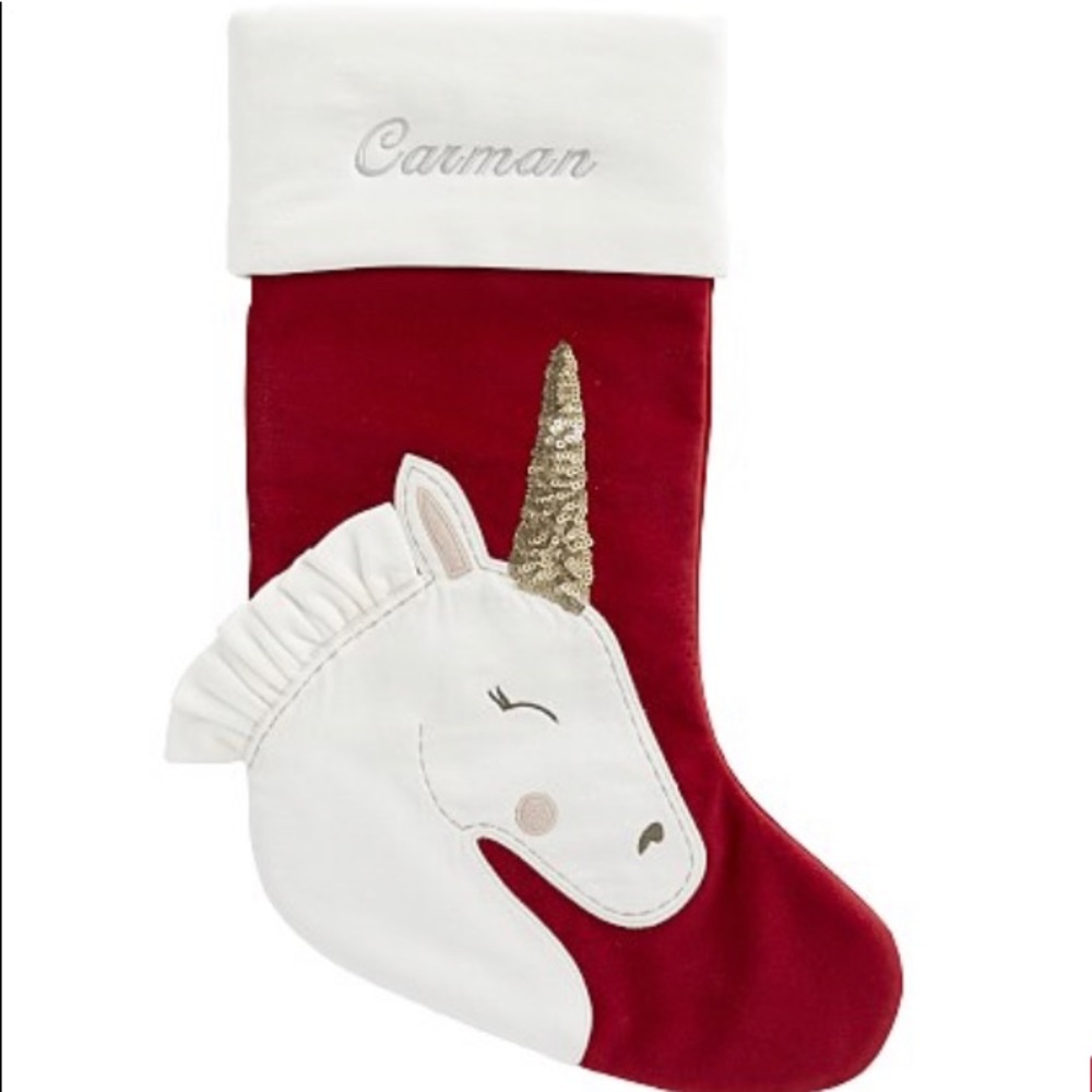 Pottery Barn Kids Velvet Unicorn Stocking